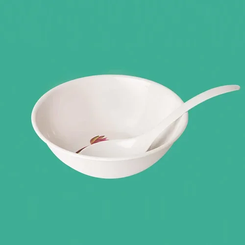 Melamine White Bowl With Spoon