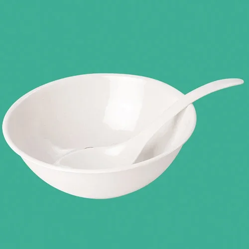 Melamine White Bowl With Spoon
